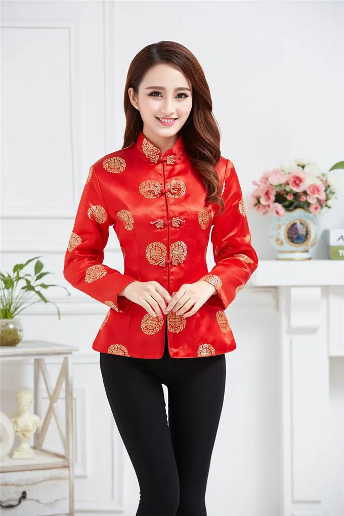 Shanghai Story Dragon Embroidery Cheongsam Shirt Qipao Top Long Sleeve Chinese Traditional Top Blouse For women