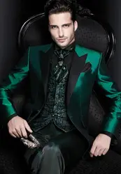 Новые поступления итальянский зеленый для мужчин костюмы Атлас обтягивающий официальный Жених выпускного вечера платье смокинг мужской