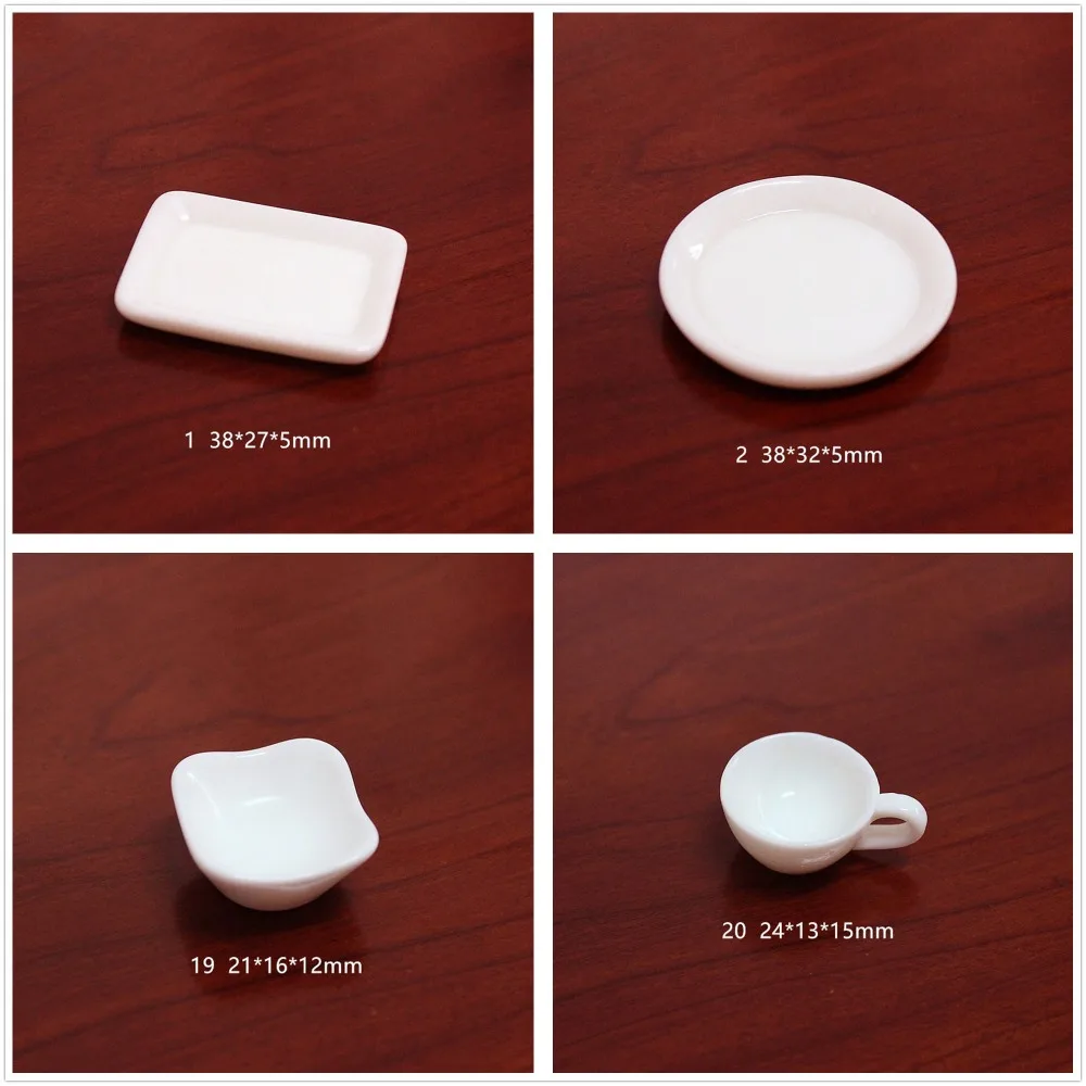 

5pcs Durable Mini Food White Dishes Tableware Miniature Doll House Accessories Dollhouse Trays Plates Doll Kitchen Toys