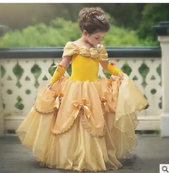 

Beauty And The Beast Dress For Girl Belle Costume Child Deguisement Elza Carnaval Christmas Kid Sling Bridesmaid Prom