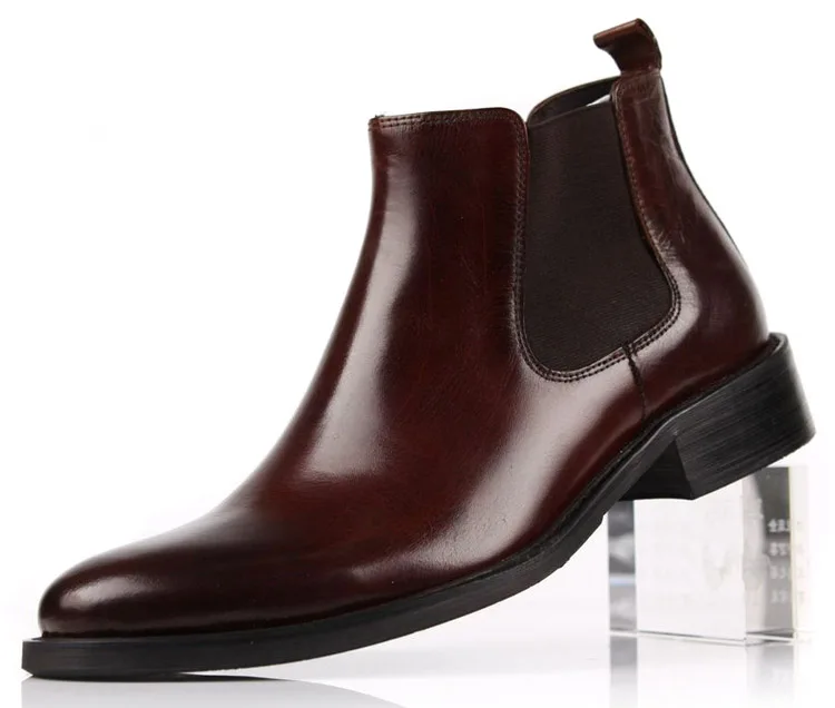 Большие размеры Eur45; коричневые/Черные ботильоны; Мужская обувь в деловом стиле; ботинки из натуральной кожи; Мужские модельные туфли