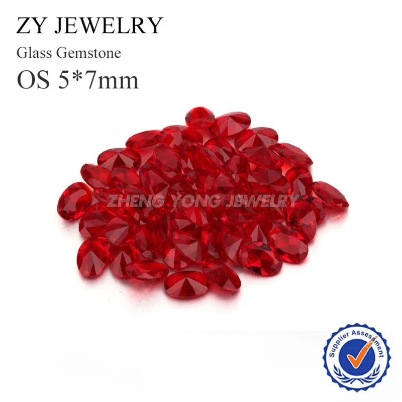 Buy Oval Shape 5x7mm Synthetic Red Stone Loose Glass