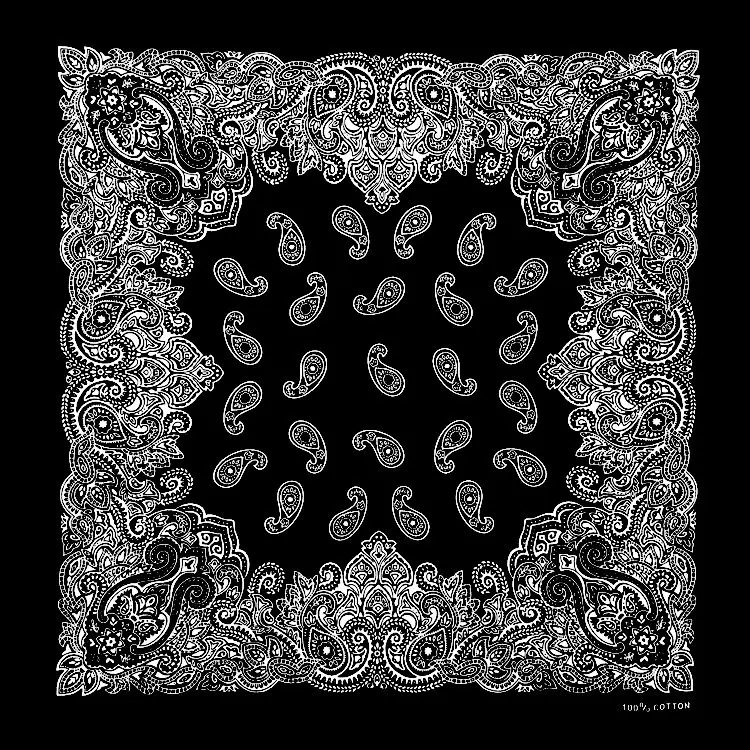 head scarves for men 100% Cotton Korean Fashion Black Paisley Printed Neckerchief Hip Hop Headwear/Hair Bandanas Foulard Square Scarf for Women/Men mens knit scarf