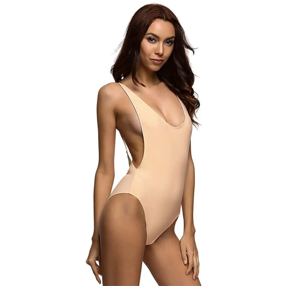 Новинка, сексуальный женский купальник с низкой спинкой, одежда для плавания, Цельный купальник для женщин, купальный костюм, купальник с открытой спиной, монокини для женщин, V111 - Цвет: Nude