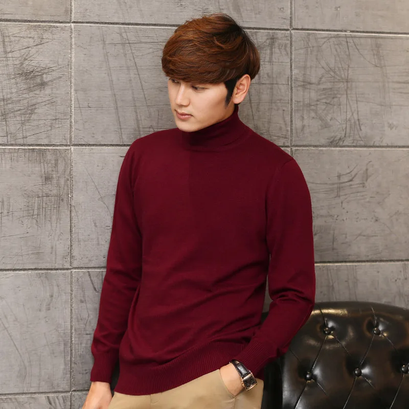 2019 New Autumn And Winter Thickening 100% Cashmere Sweater Men's High Collar Pullover Long Sleeve Solid Color Wool