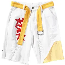 Летние мужские шорты в стиле хип-хоп из джинсовой ткани, новинка года, модные уличные шорты с дырками, уличные рок-парки, хипстерские мужские короткие джинсы, модные S6T5