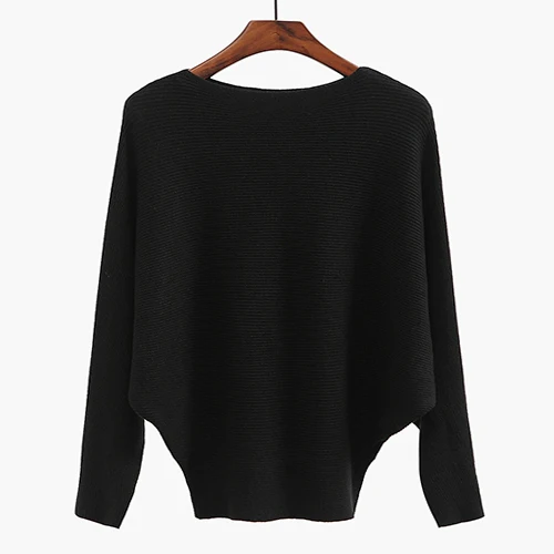 Женский свитер большого размера, Женский пуловер с круглым вырезом, вязаные свитера для женщин, трикотаж для девушек, женские свободные Джемперы s - Цвет: Black