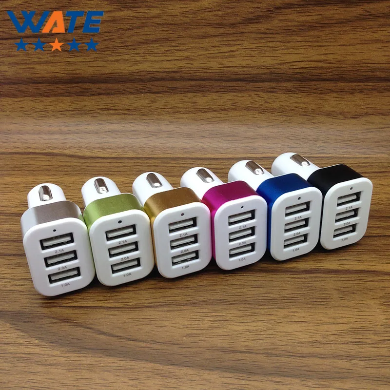 10PCS Lot 3USB Car Charger Adapter Smart Port 2 1A Car charger for Samsung iphone font