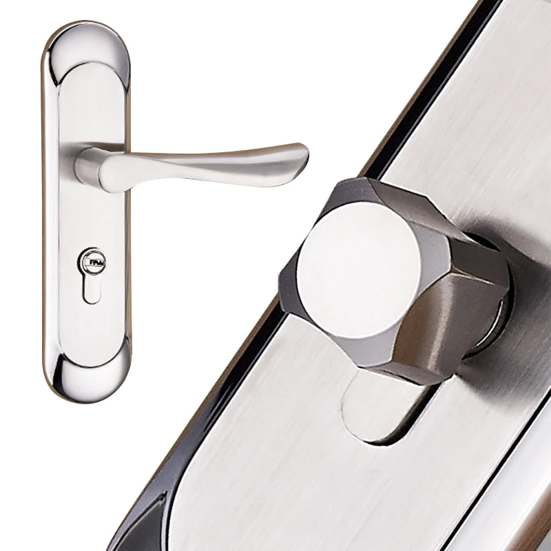Modern Simple Aluminum Silver Durable Door Handle Lock Cylinder Front Back Lever Latch Home