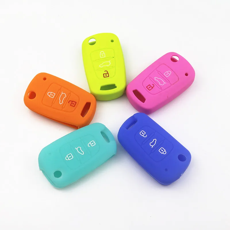 

Silicone 3 Button Remote Flip Car Key Case Fob Cover For Kia RIO K2 K5 Sportage Sorento
