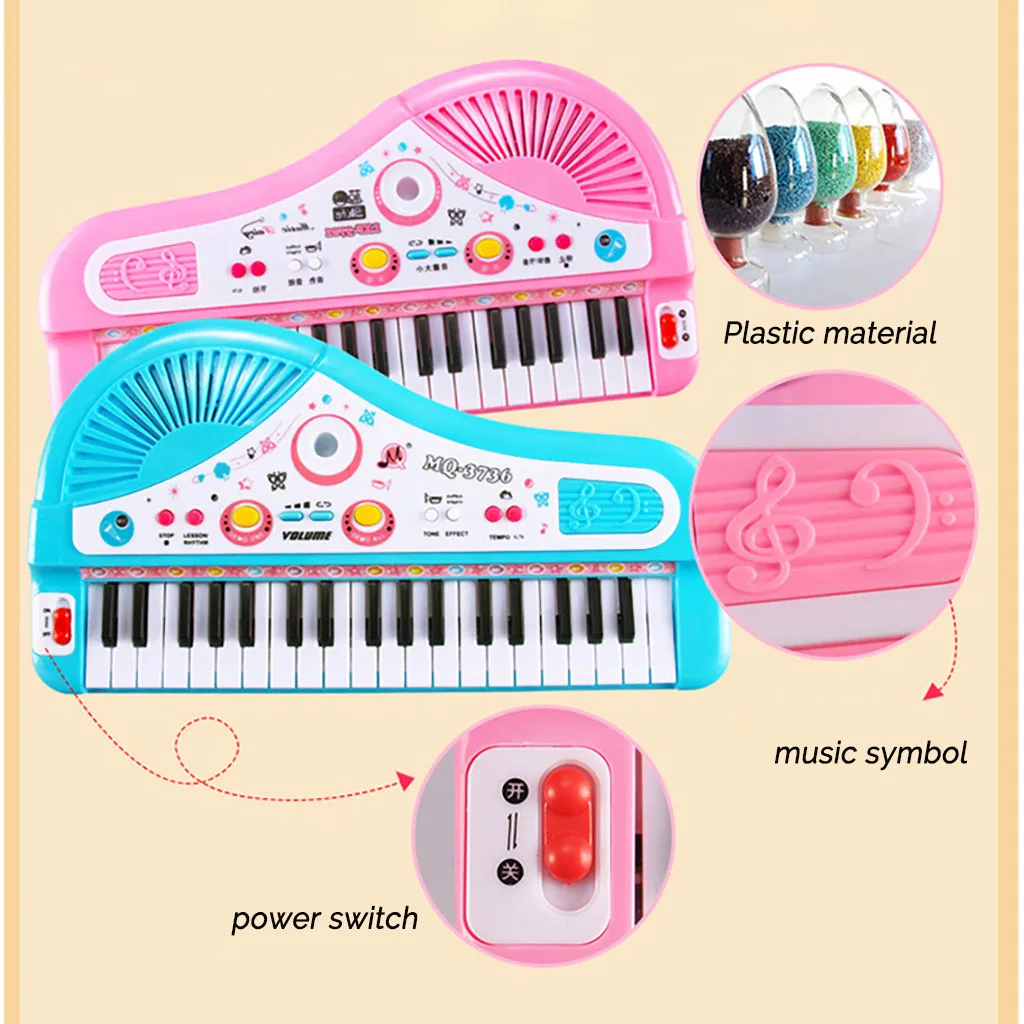 Детское фортепиано игрушки 37 клавиш мини электронная клавиатура с микрофон музыкальный инструмент детское электронное пианино для детей подарки без коробки