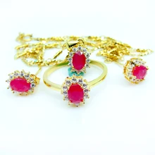 Натуральный набор ювелирных изделий с рубинами 925 стерлингового серебра ювелирный набор драгоценных камней ювелирные изделия принцессы Самая низкая цена