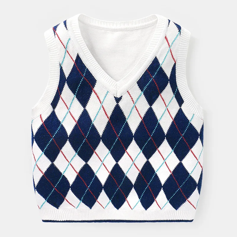 

Kids Sweaters 2018 Winter Boys Girls Sleeveless Knitting Sweaters Baby Children Cotton V-neck Tops Clothes Suits