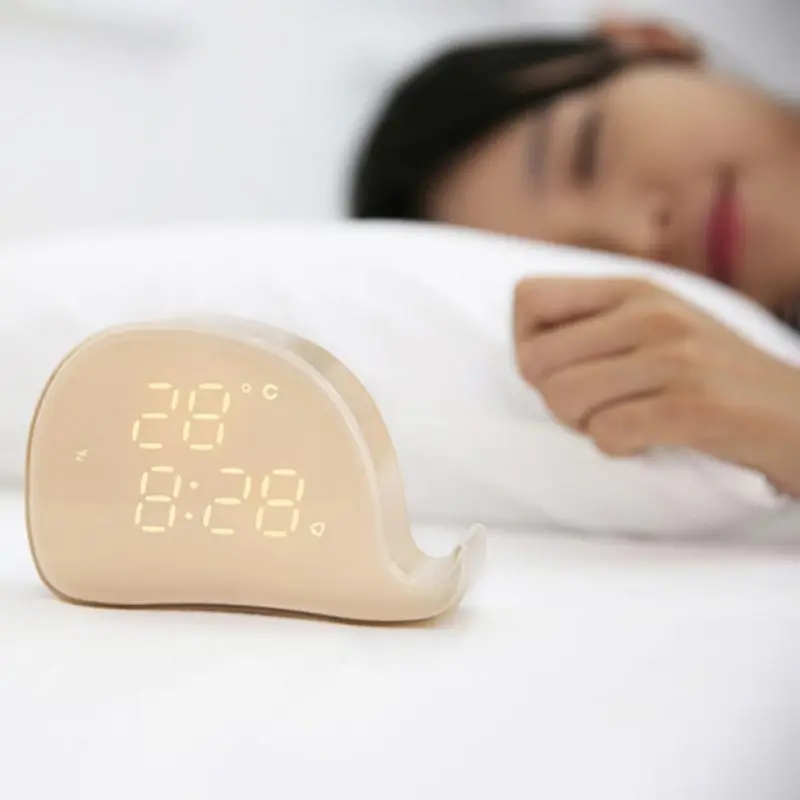 

Good Gift For Children Lover Alarm Clock Whale Led Voice With Rechargeable Mobile Phone Holder Blue Green