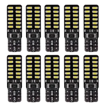 

Hot 10 pcs T10 24smd LED Car Lamp No Error CANBUS 3014 Clearance 12V Super Bright White Bulb Lamp