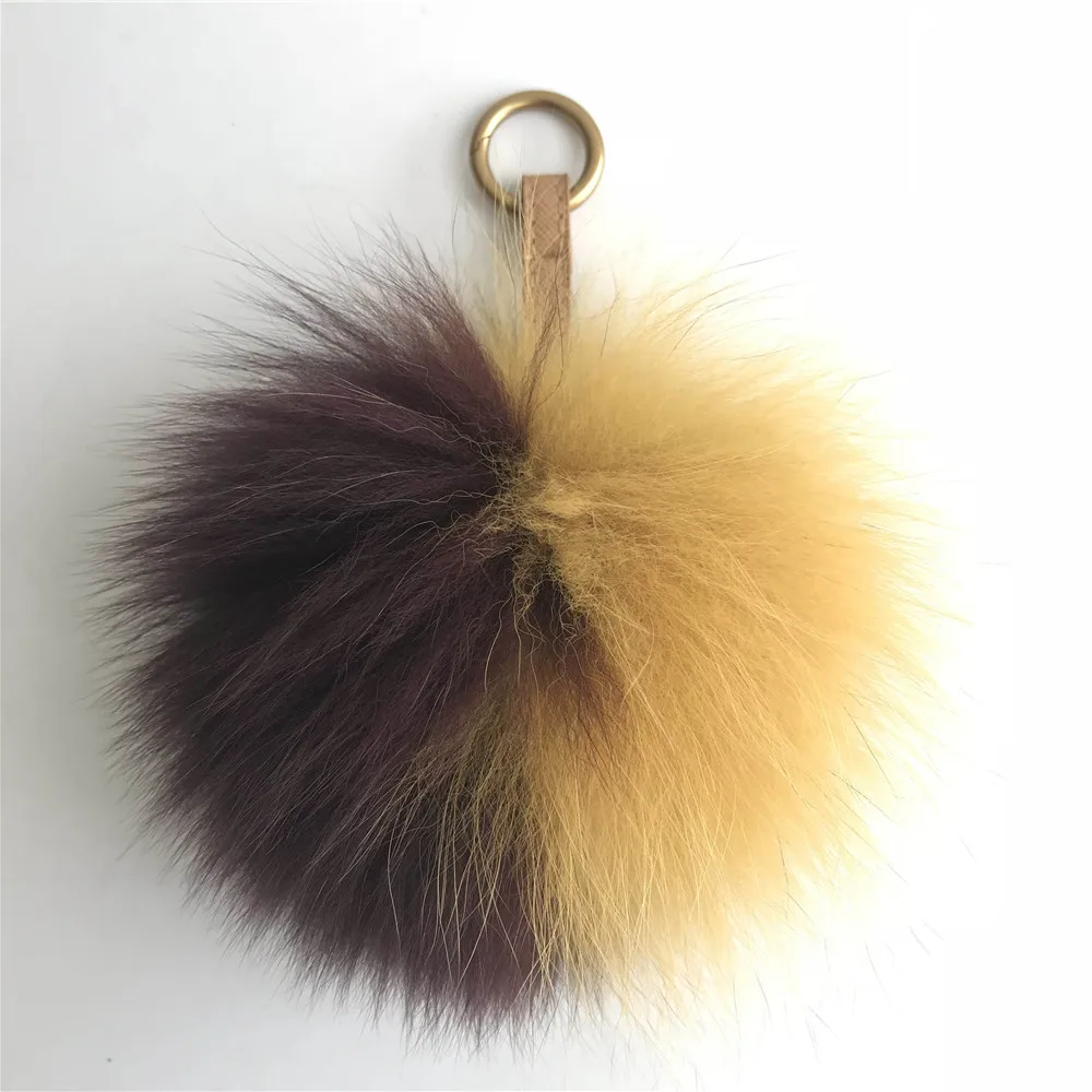13cm 5" Real Fox Fur Ball Pom Pom Bag Charm Car Keychain Keyring Pendant 
