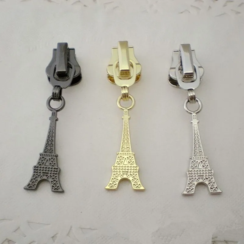 

DONYAMY 5PCS 5# DIY Tower Shape Metal Zipper Pull Head