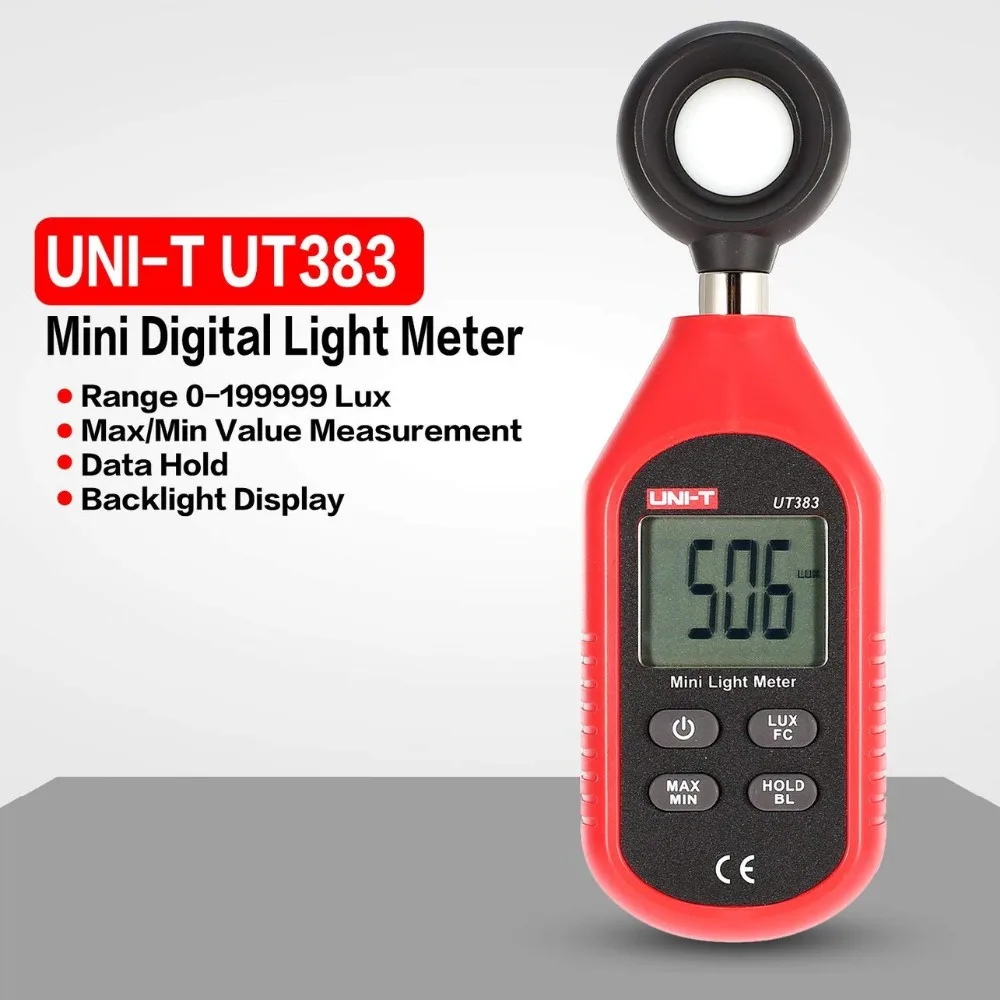 UNI-T UT383 светильник 200 000 Цифровой Люксметр яркость Lux Fc тест макс мин авто ручной осветитель люминометр фотометр