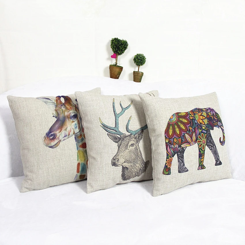 Cheap Price Cute Cartoon Animals Elephants Printed Cushion Car Sofa Throw Pillows Outdoor Chair Waist Cushions Case Emoji