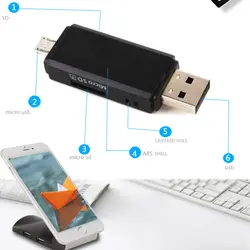 USB 2,0 + OTG Micro SD/SDXC TF кардридер адаптер Многофункциональный U диск PC телефоны кардридер памяти