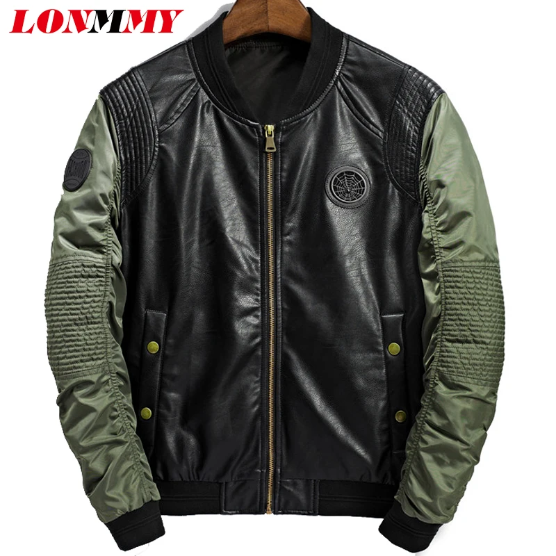 LONMMY M 3XL Leather jacket men coats Suede PU Outerwear Casual Bomber jacket men coat Military