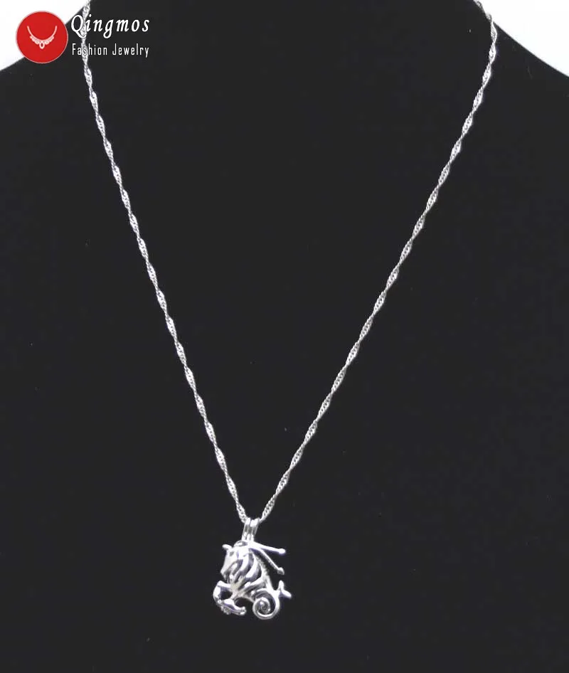 Qingmos созвездий подарок жемчужное кулон «Козерог» Цепочки и ожерелья для Для женщин с устрицы люблю Жемчужное ожерелье 1" цепочка-364