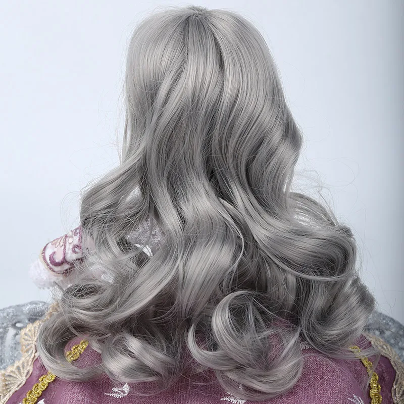 Ascosplay Аксессуары куклы волос большой волнистые длинные вьющиеся волосы воздушные удары светло-коричневый серый 1/3 1/4 парик BJD