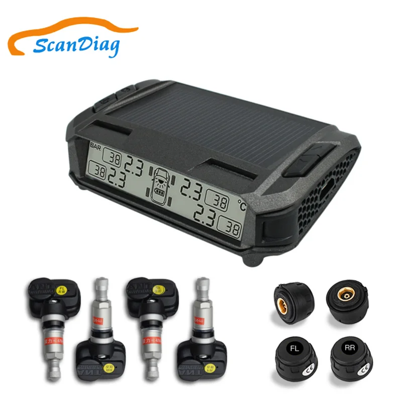 

TPMS Car Tire Pressure Alarm Monitoring System Solar Wireless Tyre Pressure Monitor Auto TMPS External Internal Sensor