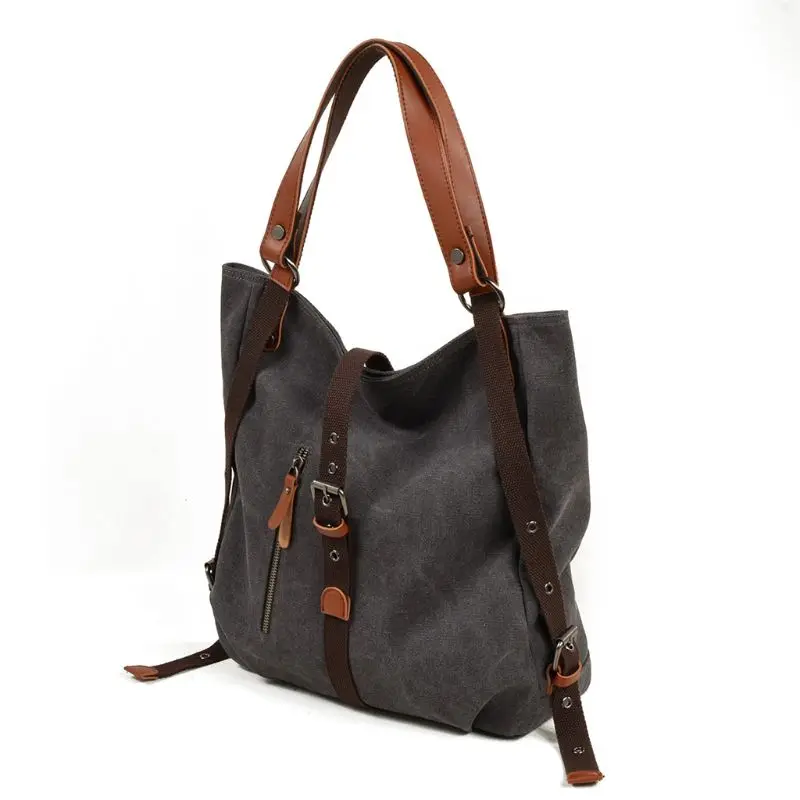 Womens Canvas Tote Bag Casual Shoulder Bag Handbag Rucksack Convertible