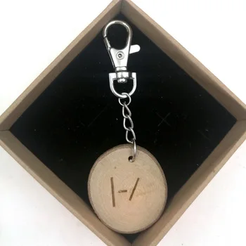 twenty one pilots music band key chain natural ash rustic wooden burnt annual ring new in gift box KC026