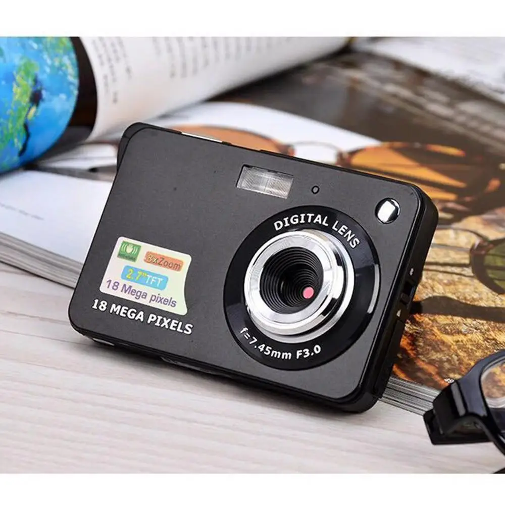 2,7 дюймов ультра-тонкий 18 МП HD Цифровая камера видеокамера Студенческая цифровая камера s для детей лучший подарок - Color: Black