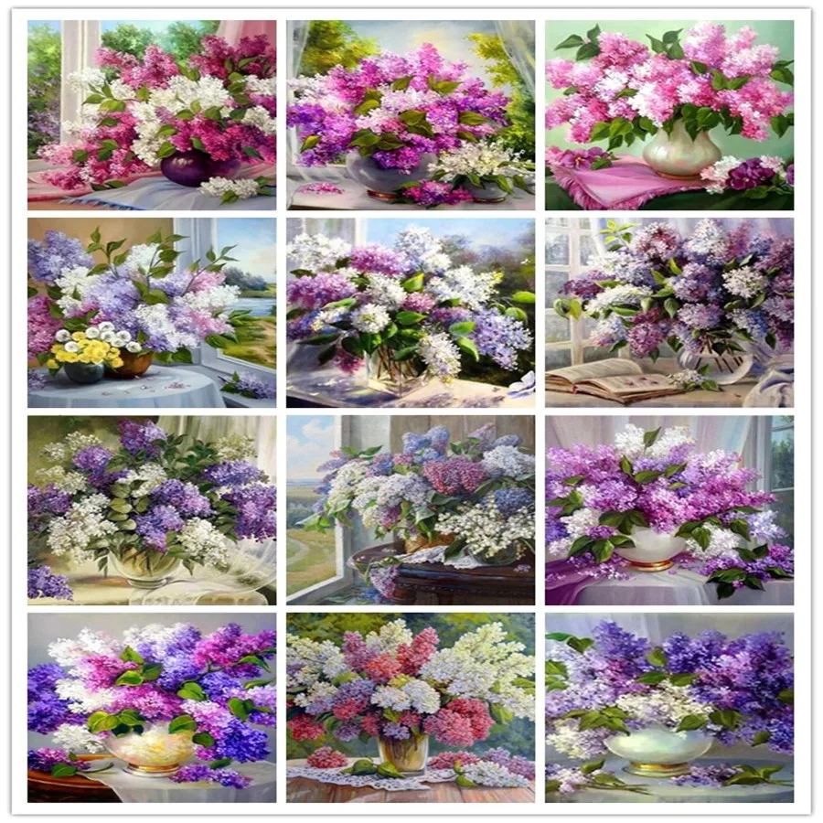 5D Diamond Painting&quotFlower&quotNeedlework Square&ampround Full Embroidery Purple Lilac Patterns Rhinestone Cross Stitch Mosaic | Дом и сад