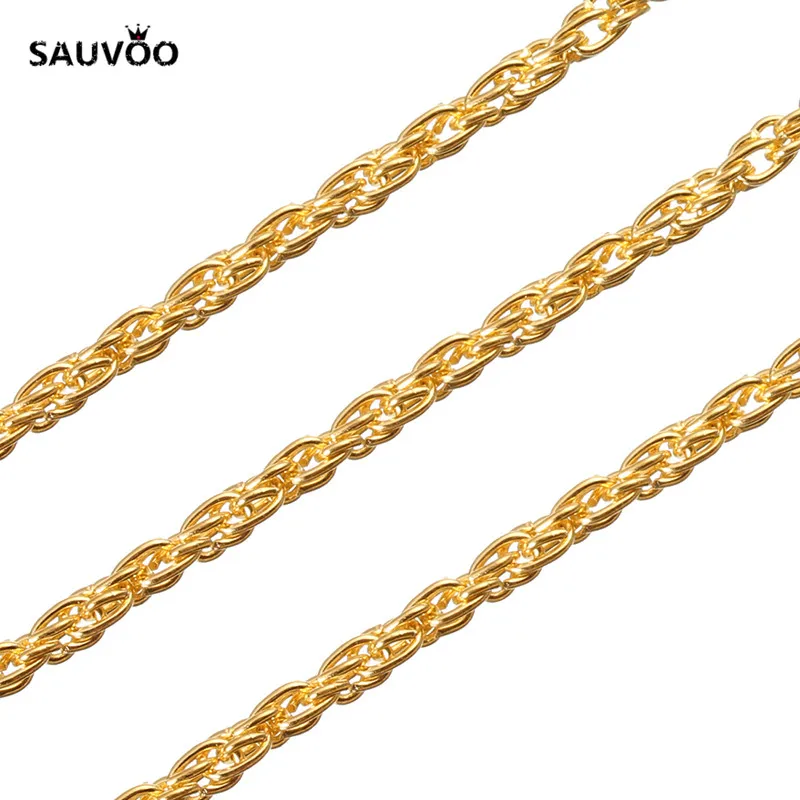 Sauvoo 10 м/лот родий цвета: золотистый, серебристый бронза Цвет металла витая массового Цепи шириной 3 мм Fit DIY ювелирных изделий f784