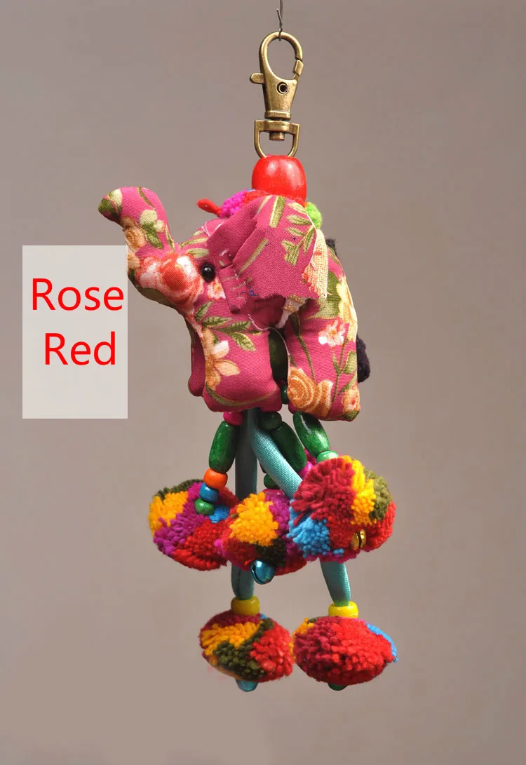 Тайский цветок ткань слон украшения стены автомобиля брелок сумка висячий Счастливый Слон дать прекрасный подарок Творческие сувениры - Цвет: rose red