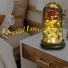 WR креативный вечный цветок розы с светодиодный Ligth в стеклянном куполе украшение дома подарок на день Святого Валентина лучший подарок для подруги