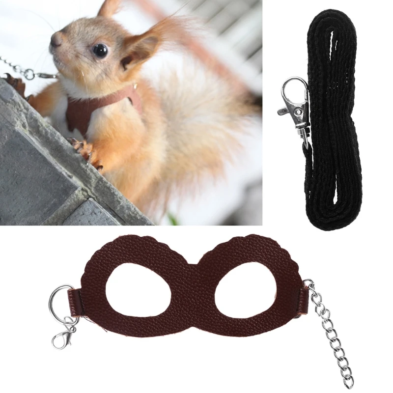 

Pet Harness Adjustable Walking Leather Guinea Pig Hamster Training Leash