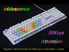 DIY 38 PBT keycap , double color light keycap rainbow Pink blue Purple color etc for mechanical keyboard