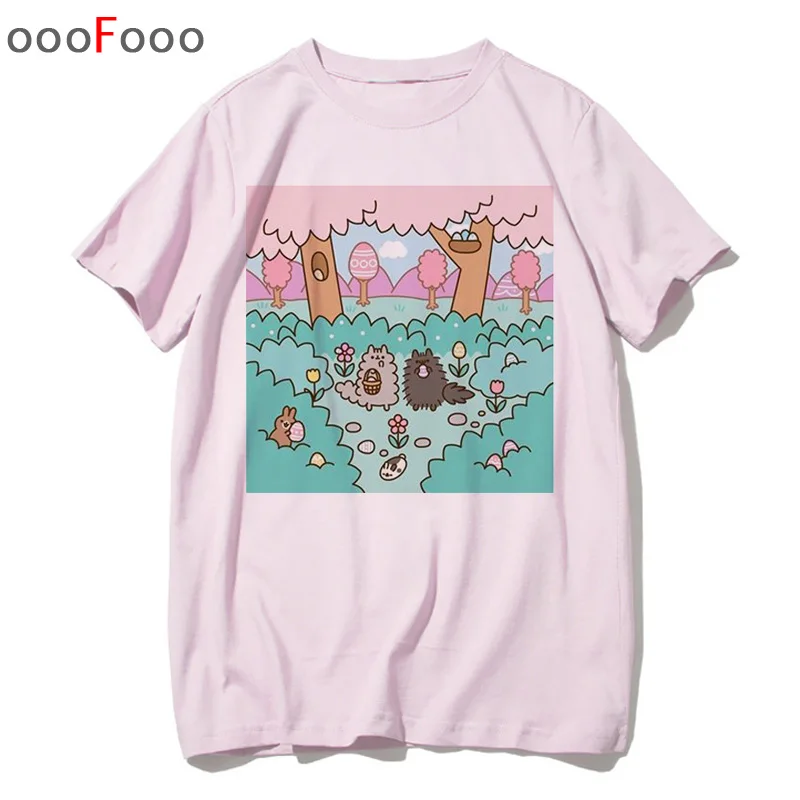 Pusheen женские футболки с рисунком кота женская футболка Топ Футболка kawaii корейского размера плюс 90s harajuku Повседневная графическая - Цвет: 1595