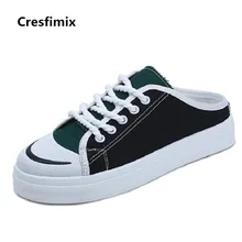 Cresfimix sapatos femininas Женская обувь высокого качества из плотной ткани разных цветов обувь на плоской подошве; женские кожаные туфли с круглым носком; обувь на шнуровке крутые shoesb2374