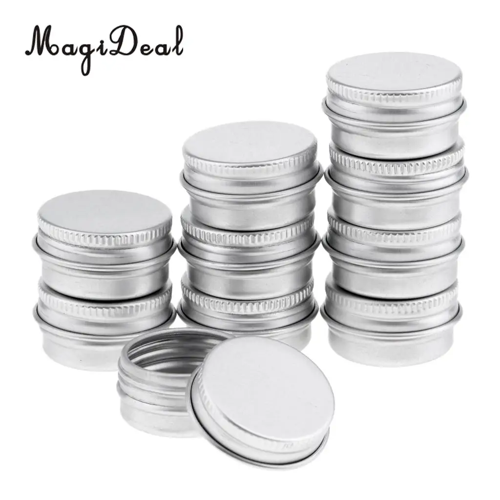 20x Empty Aluminum Tins Cans with Screw Lids Box Container Jar Round Pot 5g for Cream Salves