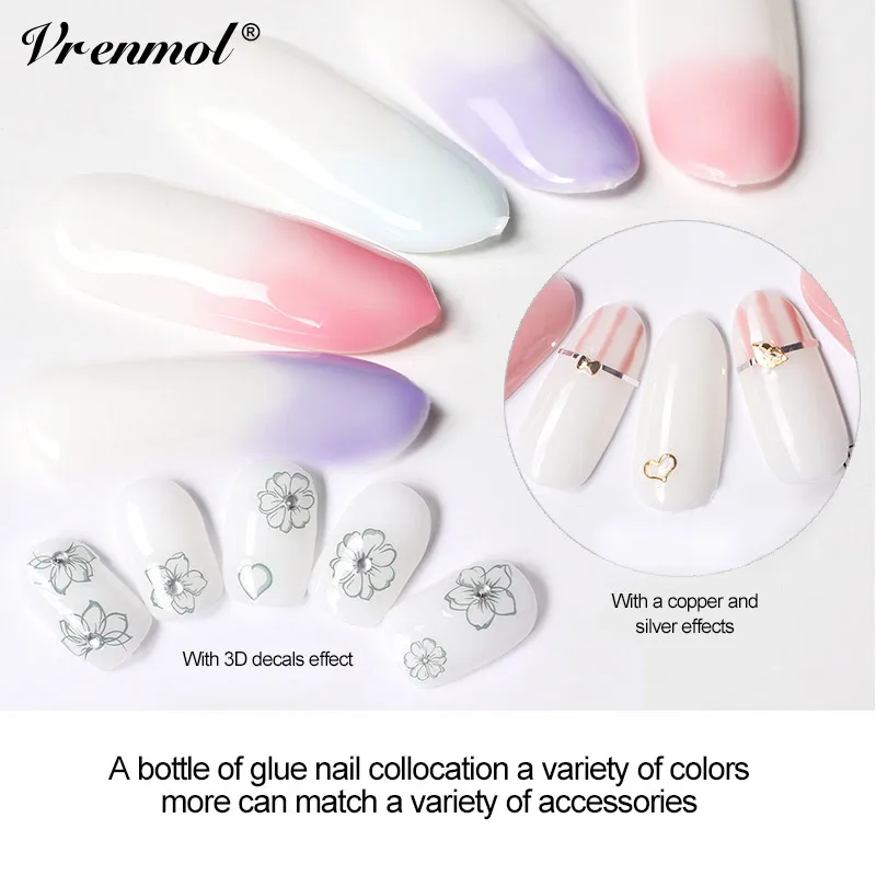 Vrenmol 8 мл опал желе белый лак для ногтей замачиваемый маникюрный лак УФ-гель для дизайна ногтей полупрозрачный лак для ногтей