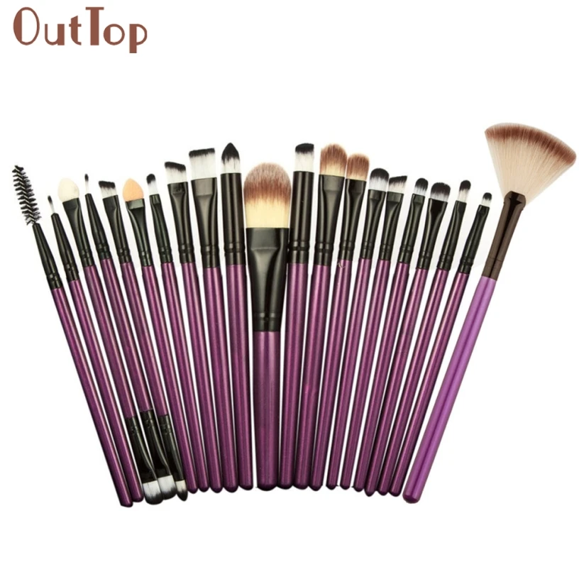 

Pretty OutTop Good Quality Women 21 pcs Purple Makeup Brush Foundation Make-up Toiletry Kit Soft Cosmetic Brush Set Gift 1Set