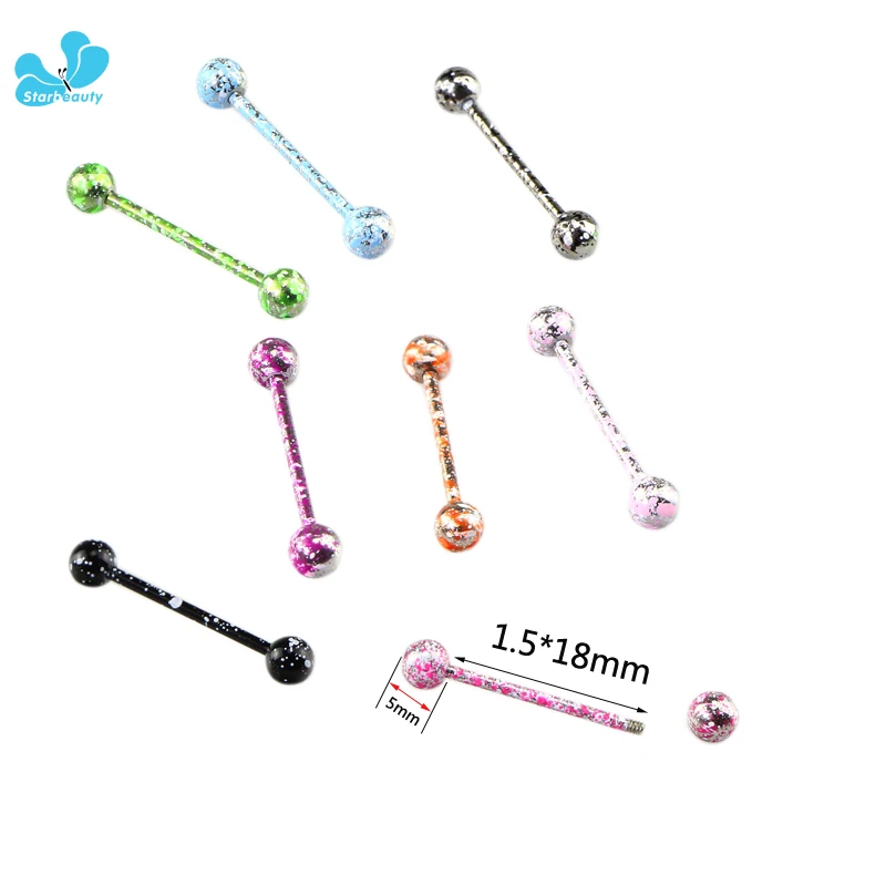 

2pcs/Lot 1.5*18*5mm Straight Barbell Tongue Piercing 14 Gauge Tongpiercing Tongue rings Body Jewelry
