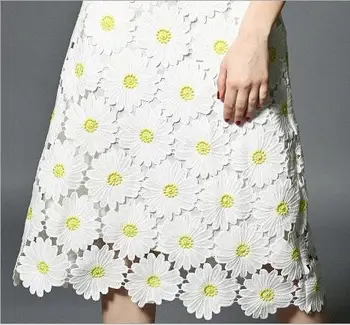 

Off White Yellow Lace Fabric By The Yard Wedding Embroidered Lace Fabric