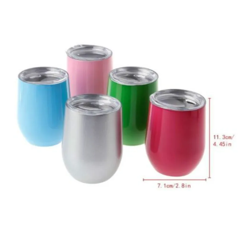 Egg Cocktail Tumbler Wine Cup Stainless Steel Metal Goblet Mug With Lid