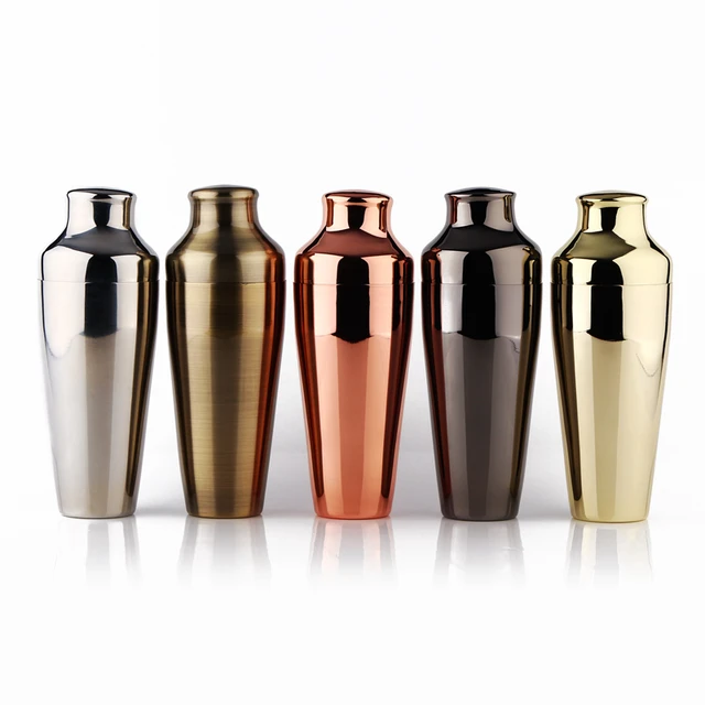 Premium Parisian Cocktail Shaker, Copper Gold / Black / & Mirror Finish Shaker, 18-8 Stainless