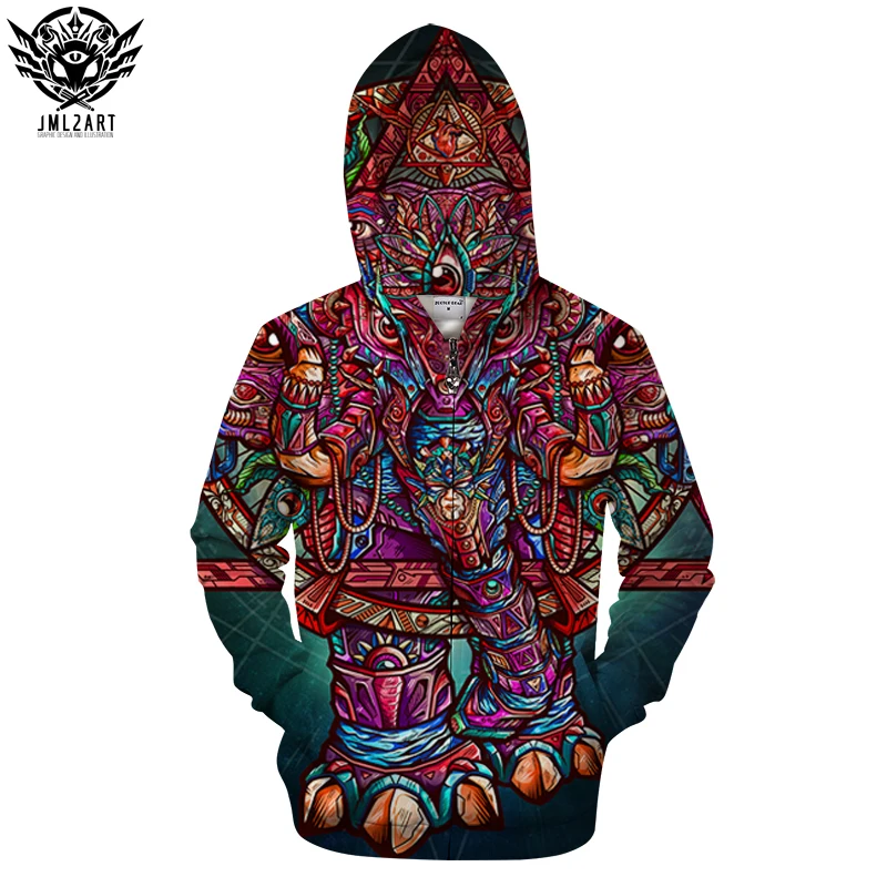 

Color Elephant By jml2 Arts 3D Print Hoodies Men Anime Sweatshirts Hooded Tracksuits Brand Pullover Unisex Zipper Hoodie Coat