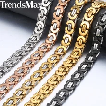 Trendsmax 7/9/11mm Byzantinischen Halskette für Männer Edelstahl Kette Gold Schwarz 2018 Mode Männer Schmuck geschenk 18-36
