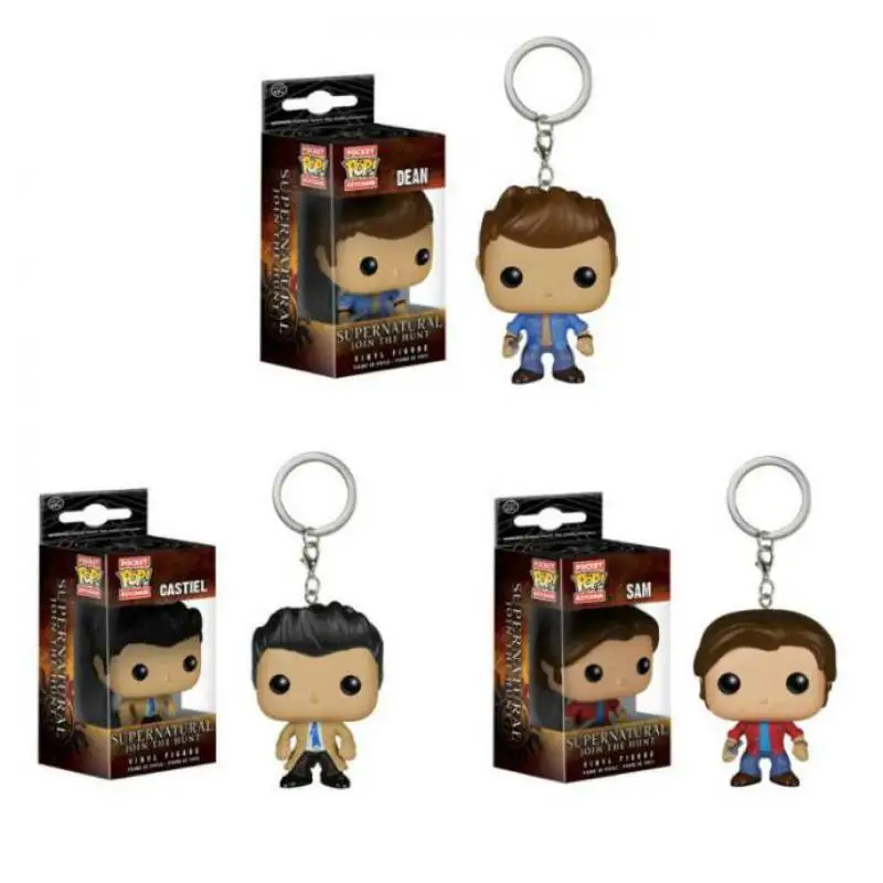 

Funko Pop Supernatural Keychain Dean Castiel Sam Action Figure Toy