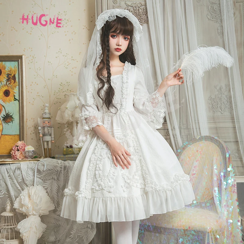 Gorgeous-White-Wedding-Dress-Half-Bell-Sleeve-Lolita-Party-Dress(1)